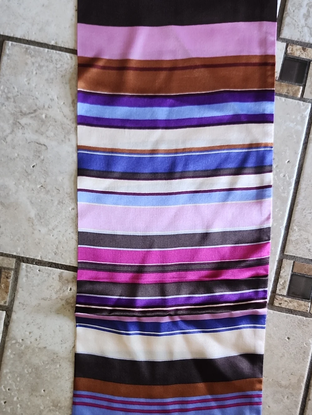 ECHO Striped Multicolor Silk Scarf 8 X 61